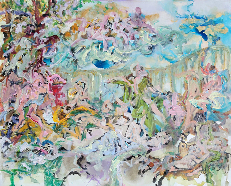 ChatGPT Humans Landscape Series by Audrey Néron: Abstract and figurative art exploring human connection through bold brushstrokes, vibrant colors, and layered textures