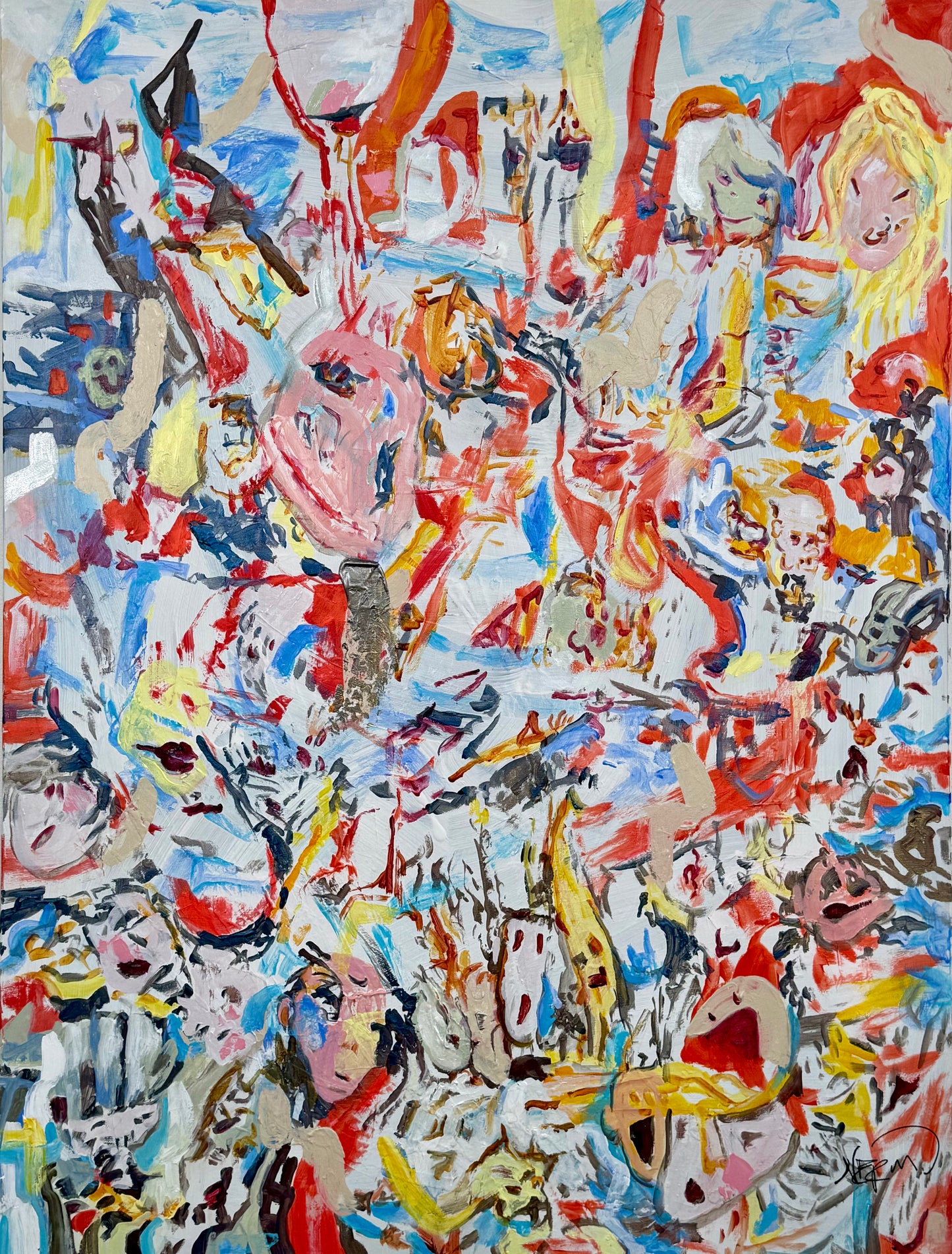 Soft Pressure (2026), acrylic on canvas by Audrey Néron, 36 × 48 in, with unstable bodily, vegetal and abstract forms.