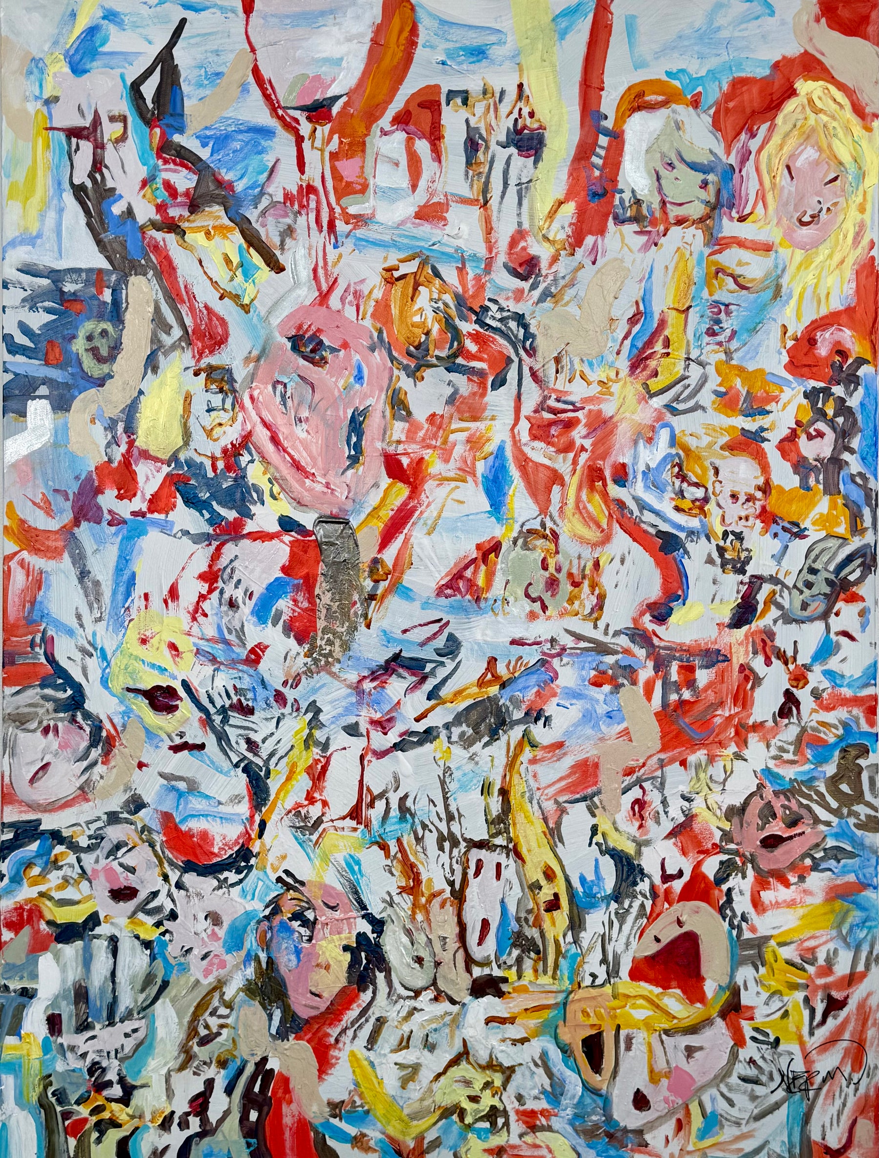 Soft Pressure (2026), acrylic on canvas by Audrey Néron, 36 × 48 in, with unstable bodily, vegetal and abstract forms.