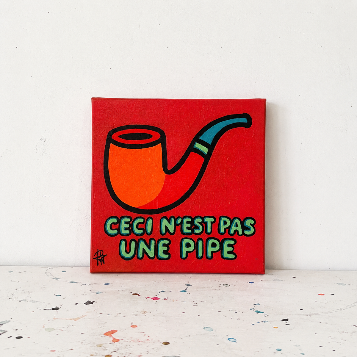 Ceci n’est pas une Pipe by Audrey Néron, Pop Relic original artwork shown for scale on a white studio background.