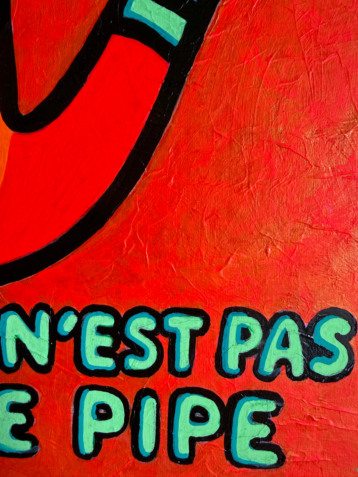 Close-up detail of Ceci n’est pas une Pipe by Audrey Néron, Pop Relic original artwork.