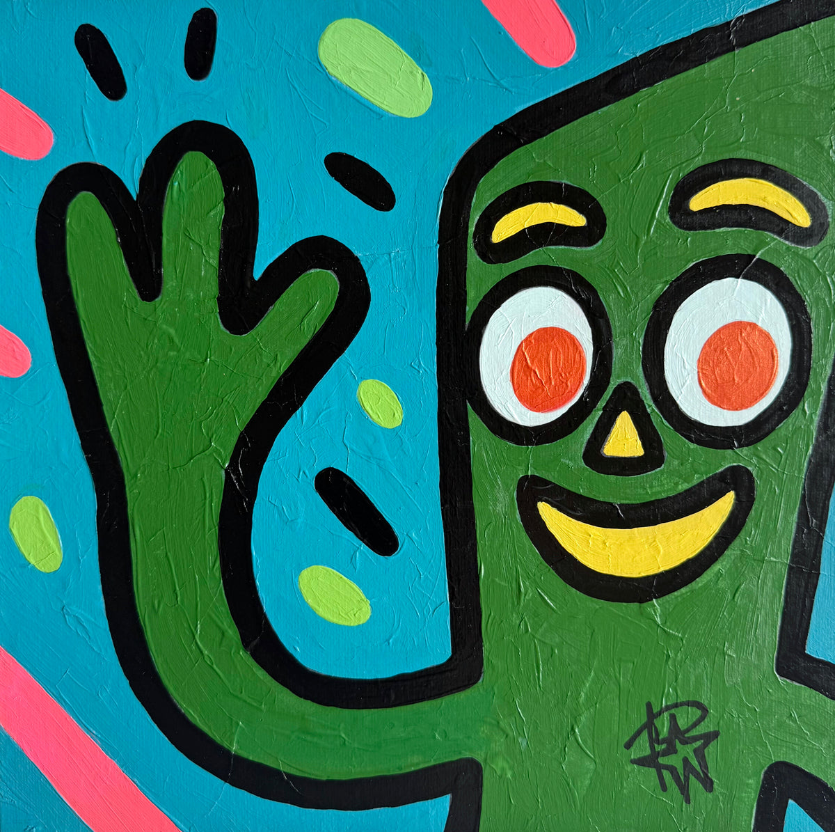 HEY from the Pop Relic series by Audrey Néron, original 10 × 10 in artwork.