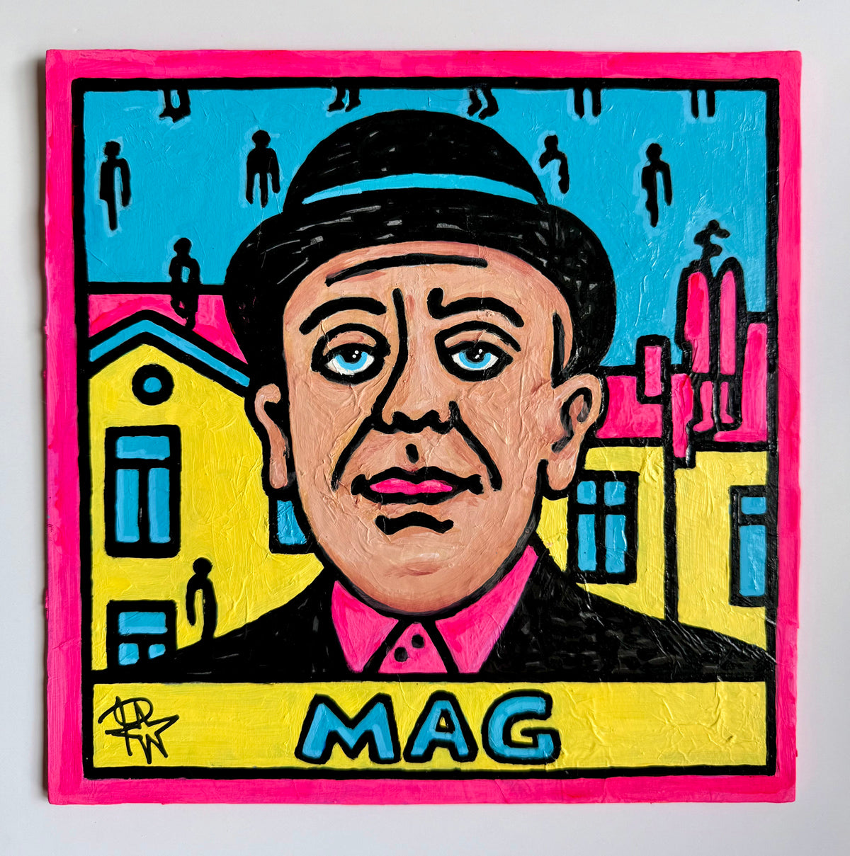 MAG (2026) by Audrey Néron in studio presentation, 10 × 10 in Pop Relic artwork.