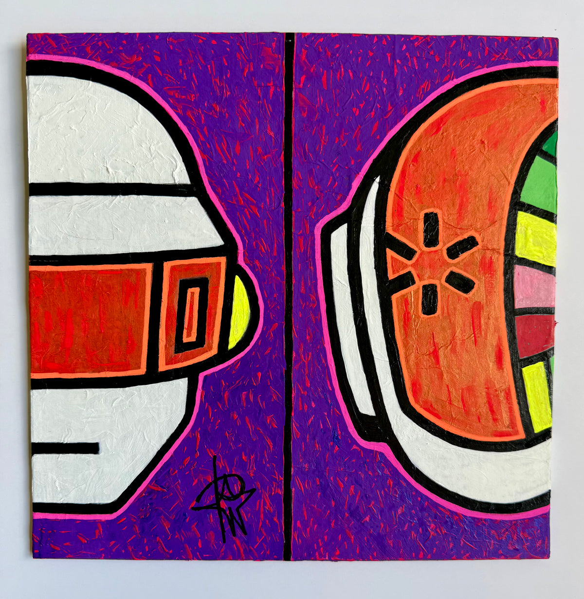 ME (2026) by Audrey Néron, 10 × 10 in Pop Relic artwork in studio presentation.
