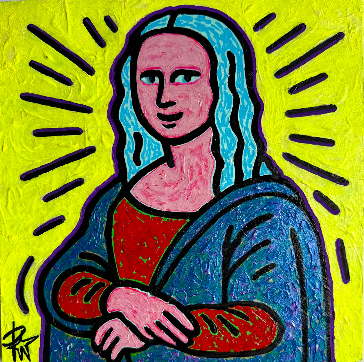 Mona (2025) by Audrey Néron, Pop Relic original artwork, acrylic and Posca, 10 × 10 in.