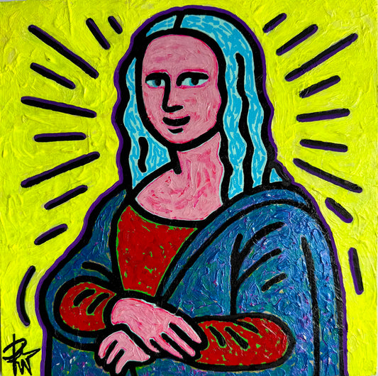 Mona (2025) by Audrey Néron, Pop Relic original artwork, acrylic and Posca, 10 × 10 in.